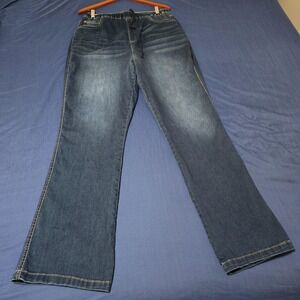 Pajama Jeans Bootcut Jeans Womens 1X Blue High Rise Stretch Denim Comfort Plus